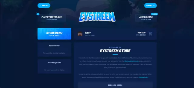 EyServer's website